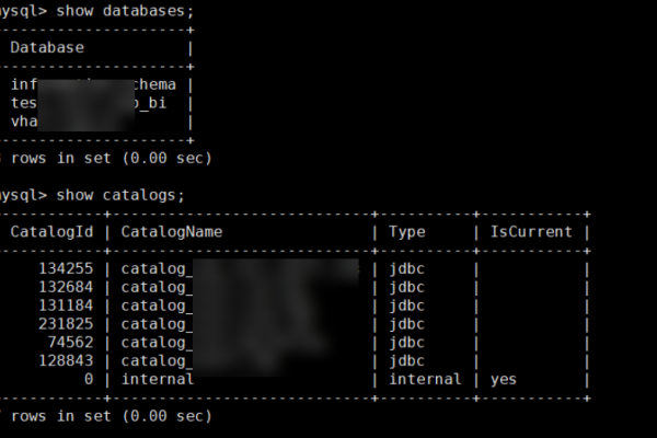 如何查看MySQL中指定数据库下的catalog列表？