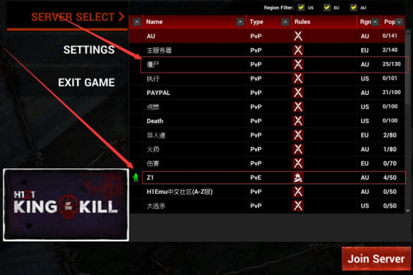 H1Z1生存服务器的官方名称是什么？