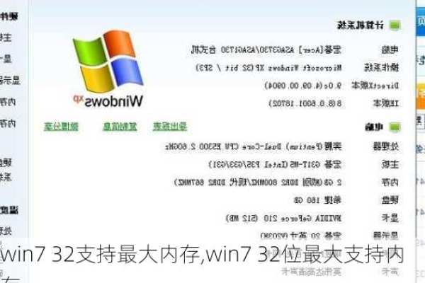 Windows 7 32位系统究竟能支持多少内存？