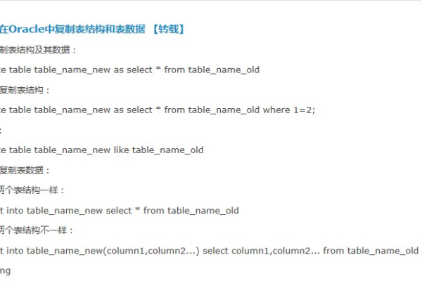 oracle怎么复制表结构和数据结构  第1张