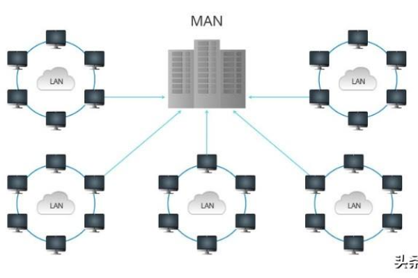 五种主要的网络类型：局域网（LAN）、城域网（MAN）、广域网（WAN）、个域网（PAN）和无线网络）