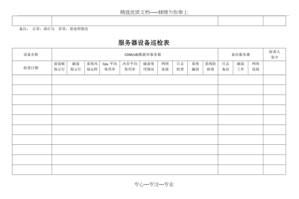 服务器检查记录表