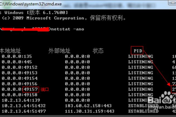 windows如何查看某个端口被谁占用