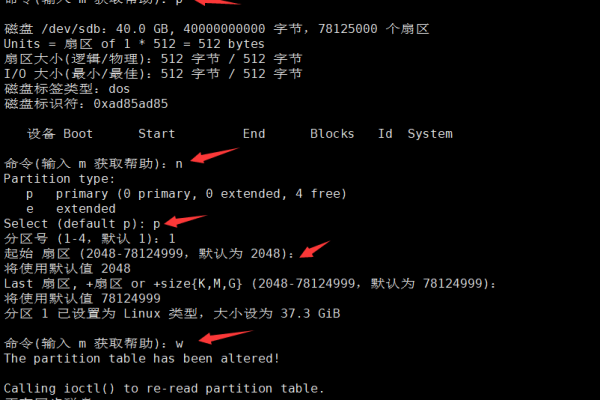 linux下使用fdisk工具为磁盘分区格式化