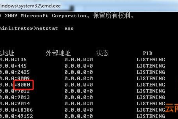 Tomcat环境下使用cmd查看端口占用、相应进程、杀死进程等的命令