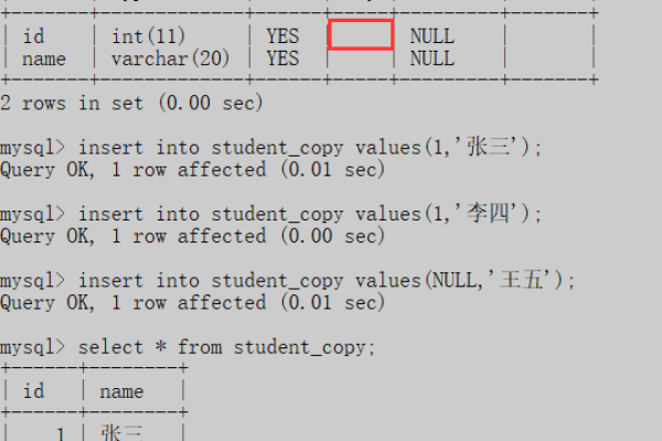 MySQL中5种约束的详解  第1张