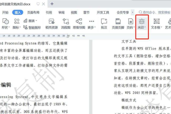 如何去除wps模板水印