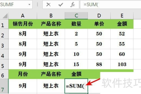 excel 多条件快速求和  第1张