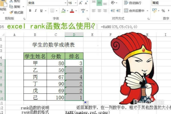 怎么在excel中使用rank函数  第1张