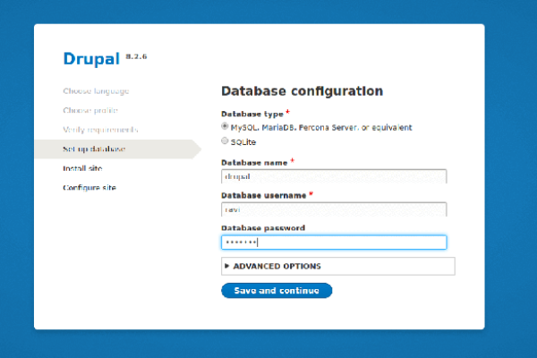 如何搭建Drupal网站并使用MySQL作为数据库？