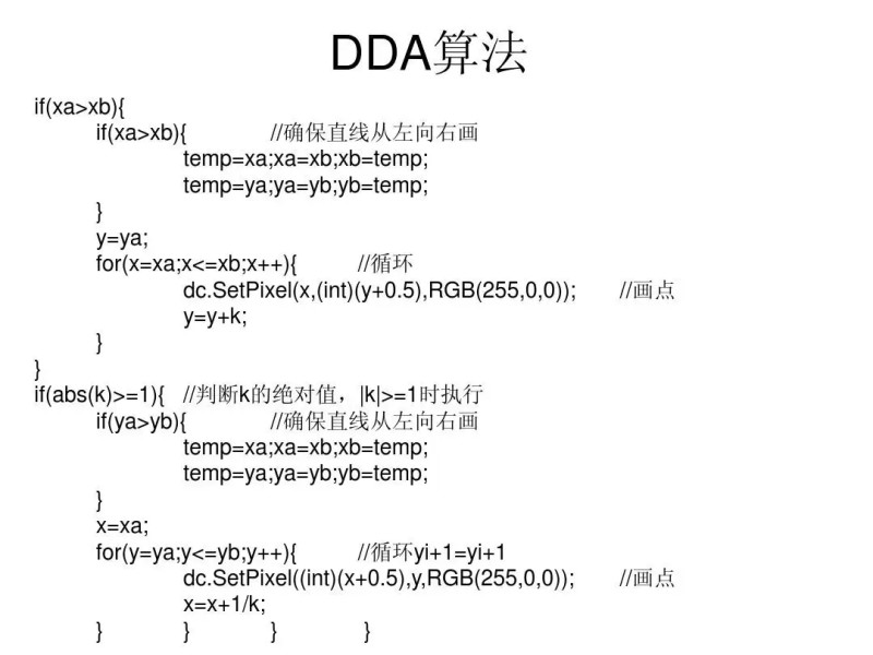 如何实现DDA算法并使用Java进行编程？
