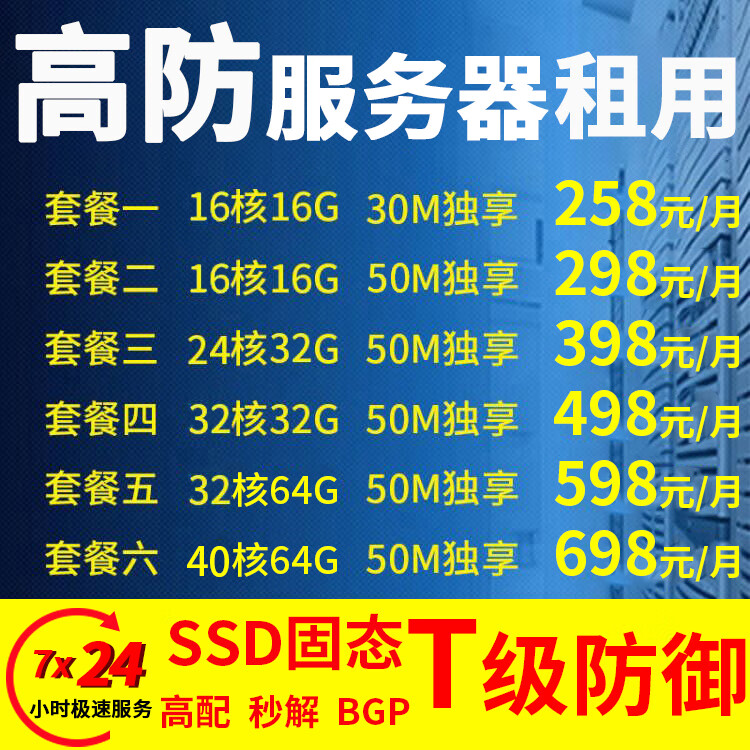 高防双线服务器租用多少钱一个