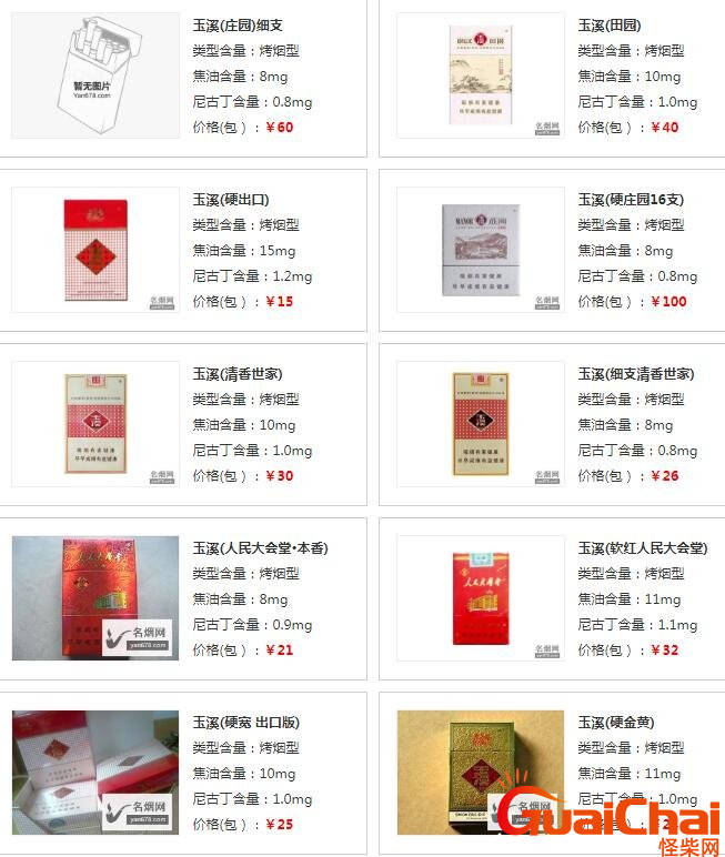 玉溪香烟价格表图大全  第1张