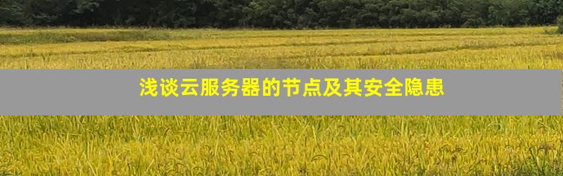 云服务器节点怎么维护的