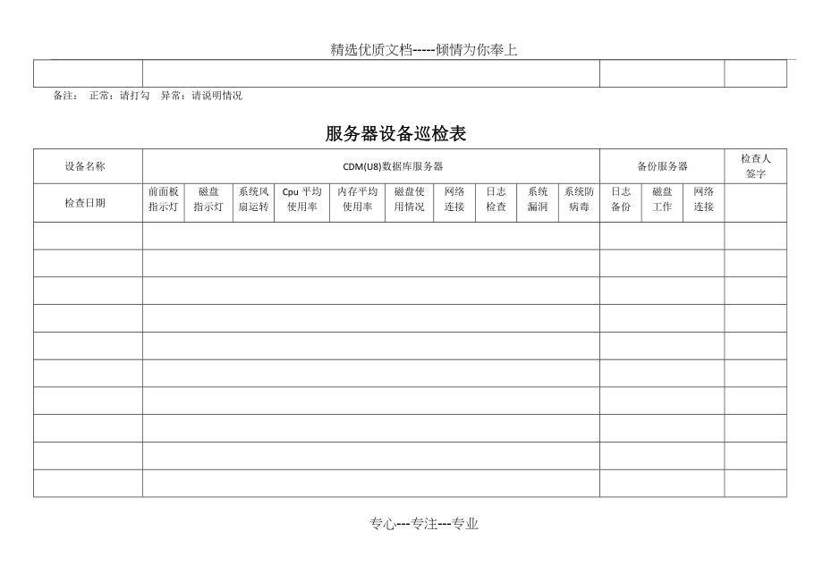服务器巡检单