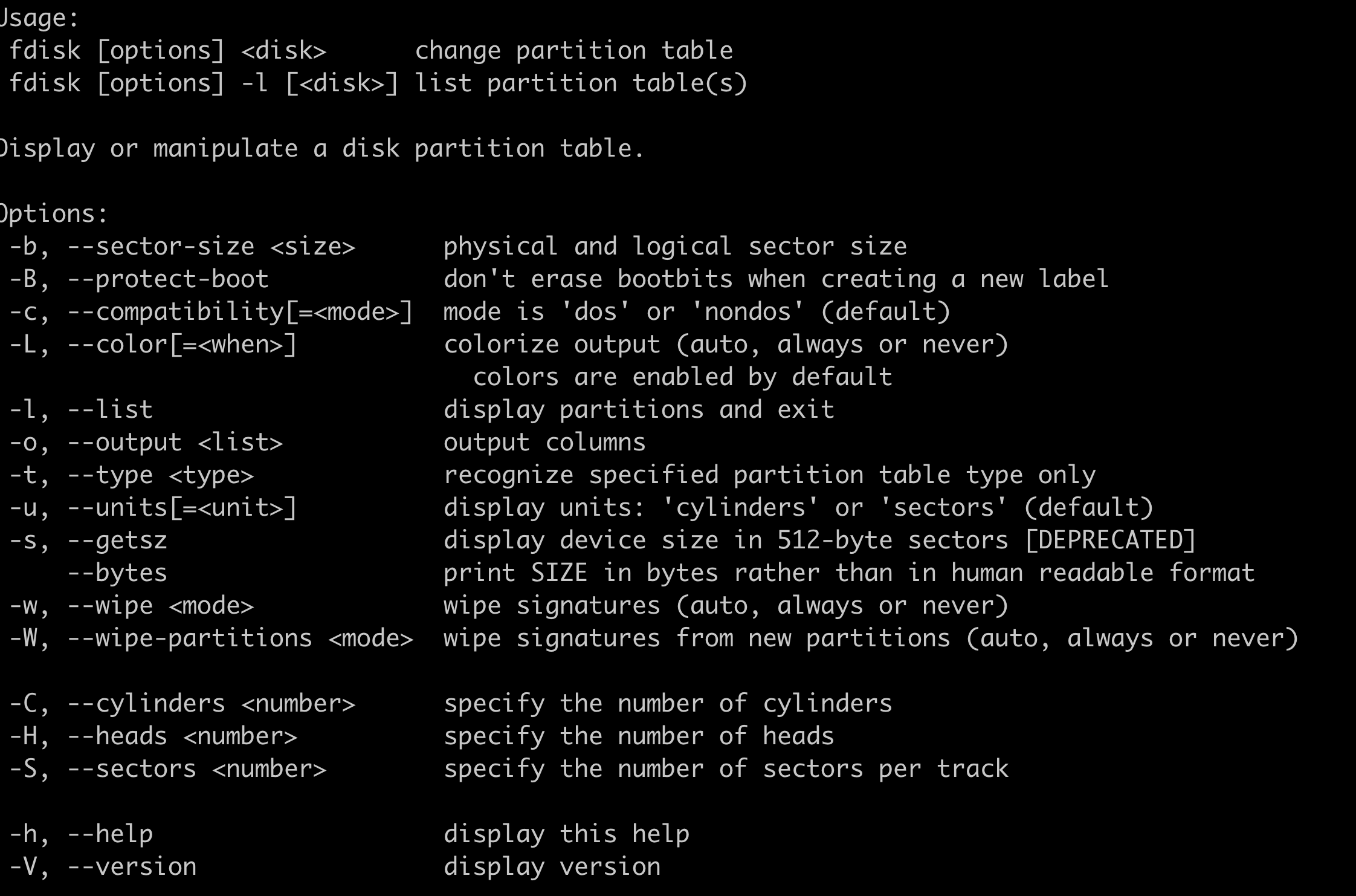 linux fdisk命令使用