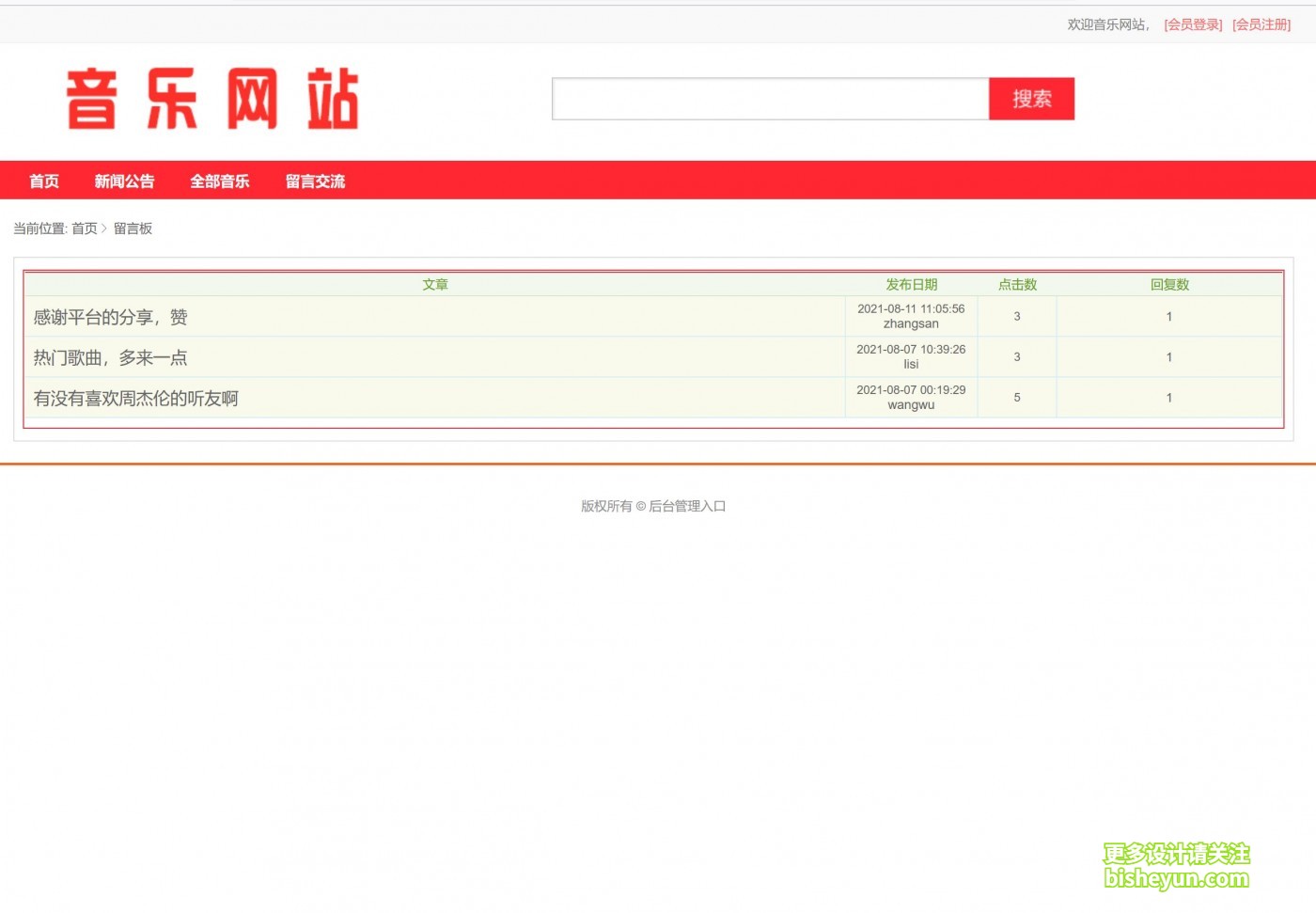 基于java的音乐网站系统