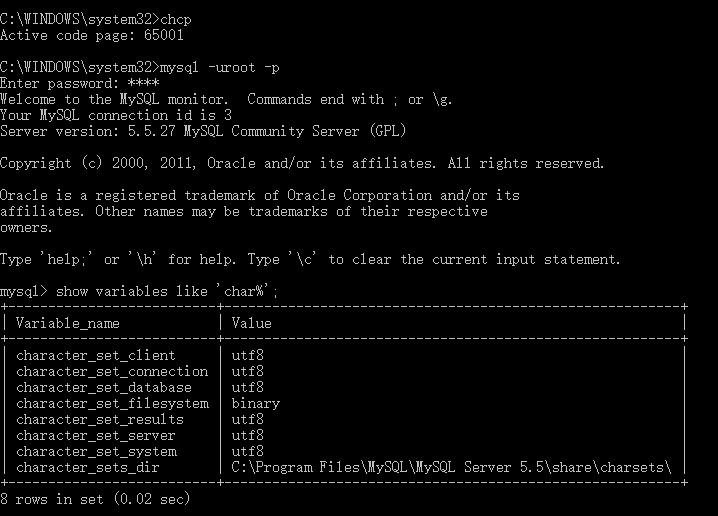 mysql中文显示乱码  第1张
