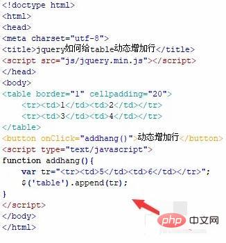 jquery怎么实现table增加一行