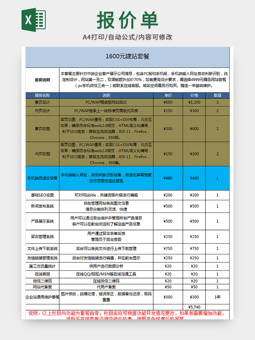 网站套餐报价  第1张