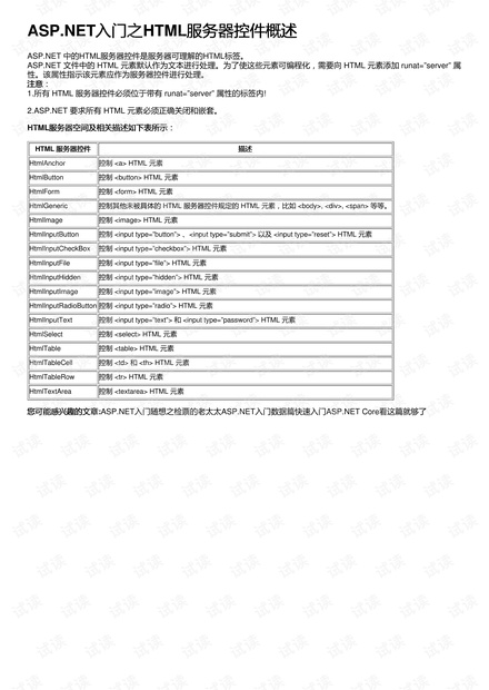 ASPNET入门，探索HTML服务器控件的奥秘？  第1张