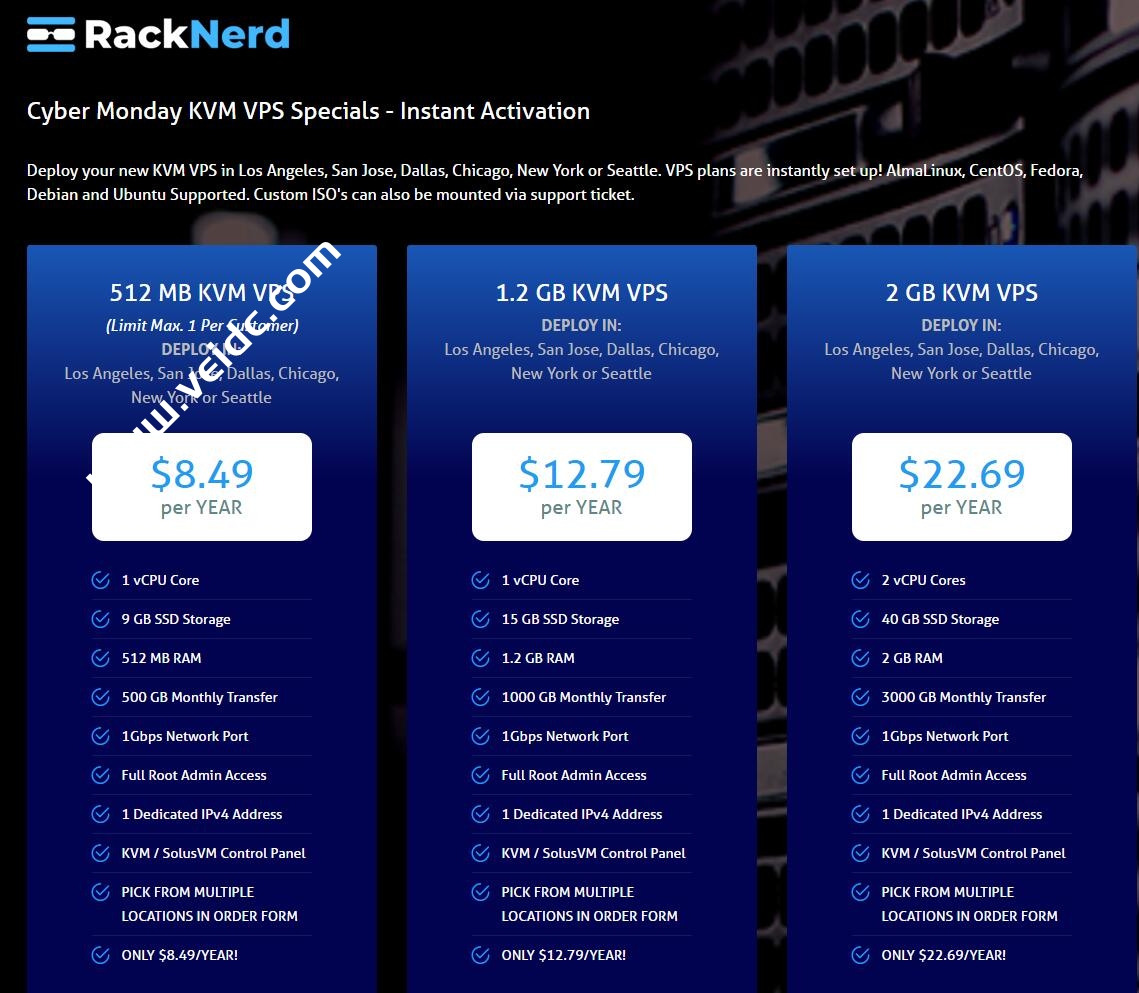 RackNerd：$14.38|年|1GB内存|20GB SSD空间|2TB流量|1Gbps端口|KVM|洛杉矶|圣何塞|西雅图|芝加哥|荷兰等(rackand)