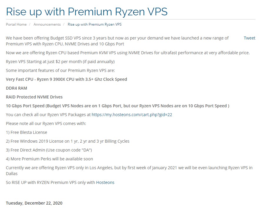 Unity Communications：$22|年|Ryzen 9|512MB内存|500GB空间|1TB流量|100Mbps端口|KVM|北卡罗来纳
