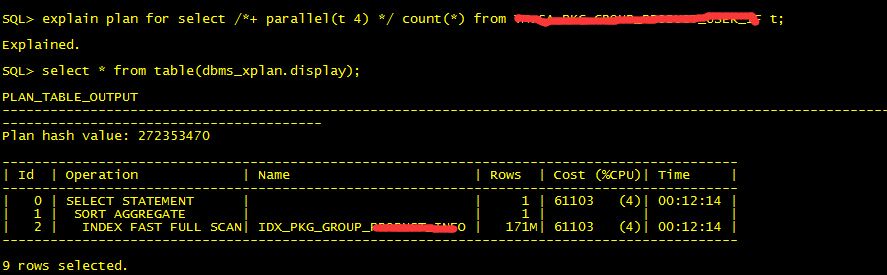 查询最高效率Oracle 10g中的并行查询