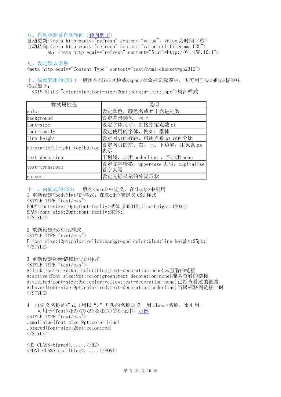 常用的html语法有哪些
