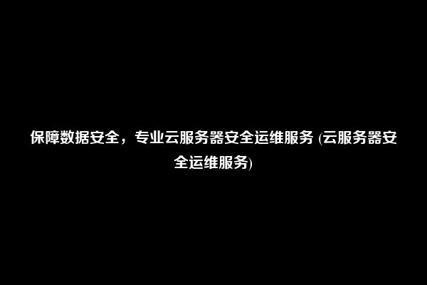保障数据安全，专业云服务器安全运维服务 (云服务器安全运维服务)