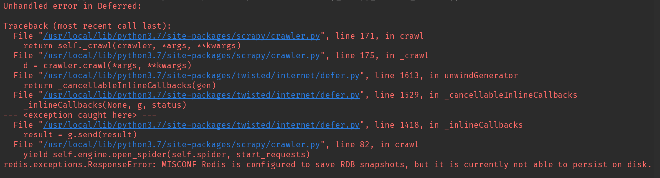 Redis报错：MISCONF Redis is configured to save RDB snapshots, but is currently not able to persist on