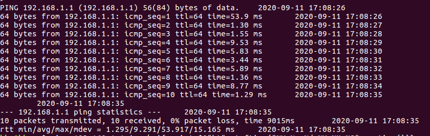Linux ping如何添加时间戳？