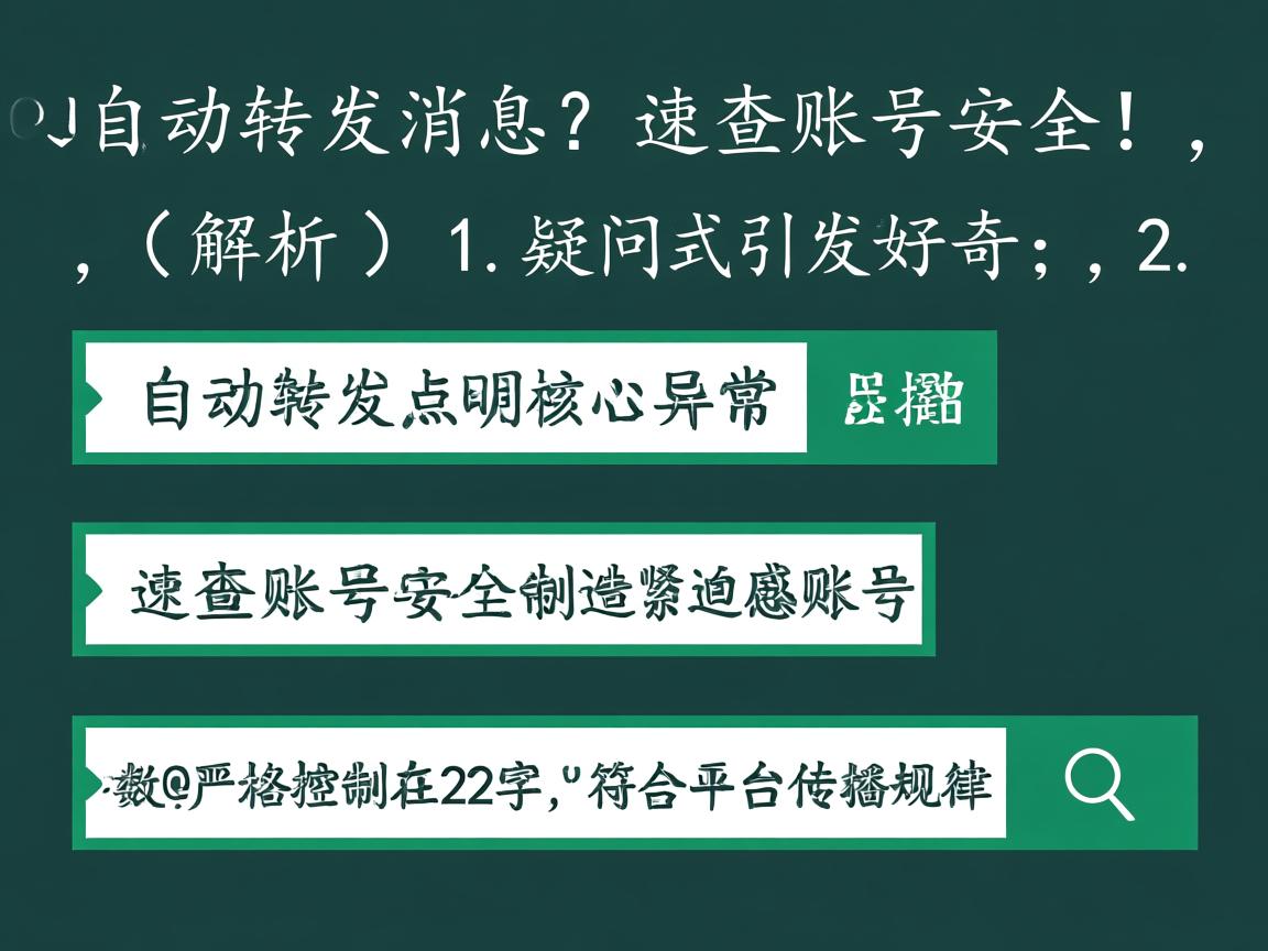 QQ自动转发消息?速查账号安全!,(解析,1. 疑问句式引发好奇;2. 自动转发点明核心异常;3. 速查账号安全制造紧迫感并提供价值指向;4. 关键词QQ自动转发账号安全利于搜索;5. 字数严格控制在22字,符合平台传播规律。)  第1张 QQ自动转发消息?速查账号安全!,(解析,1. 疑问句式引发好奇;2. 自动转发点明核心异常;3. 速查账号安全制造紧迫感并提供价值指向;4. 关键词QQ自动转发账号安全利于搜索;5. 字数严格控制在22字,符合平台传播规律。)  第1张