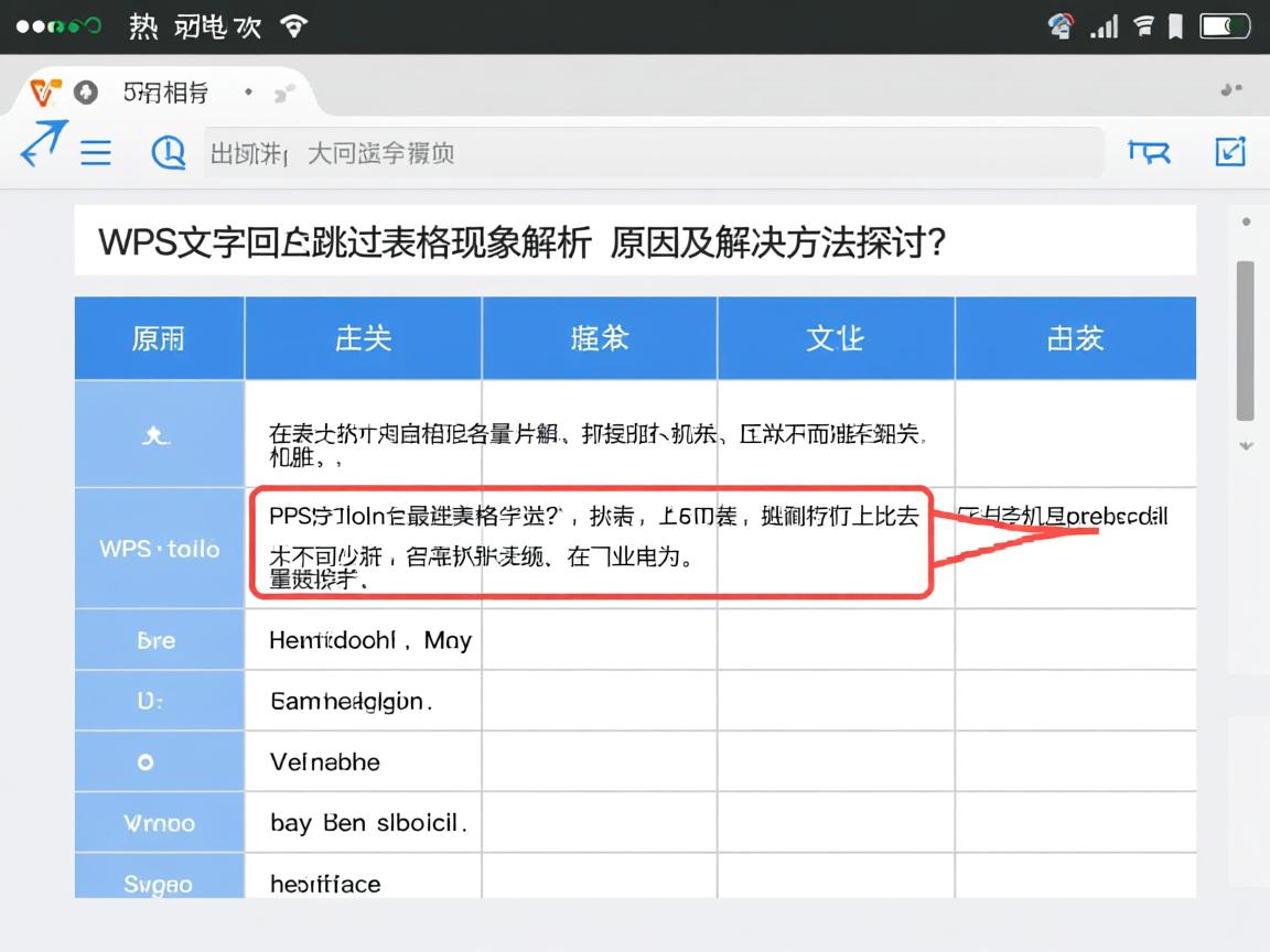 WPS文字回车跳过表格现象解析，原因及解决方法探讨？  第3张