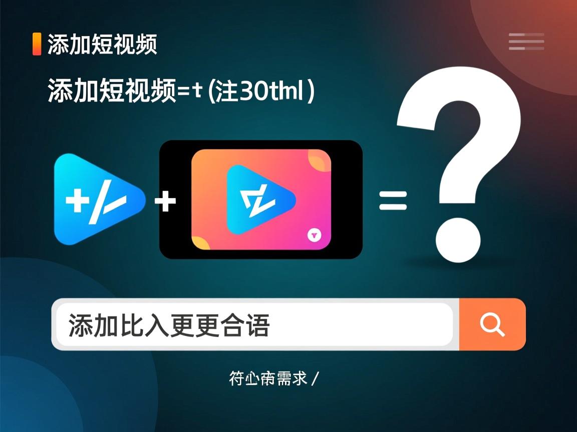 html怎样添加短视频，（注，严格控制在30字符内，包含核心关键词html和短视频，使用怎样替代如何更口语化，添加比插入更符合用户搜索习惯，疑问句式直接命中用户需求。）