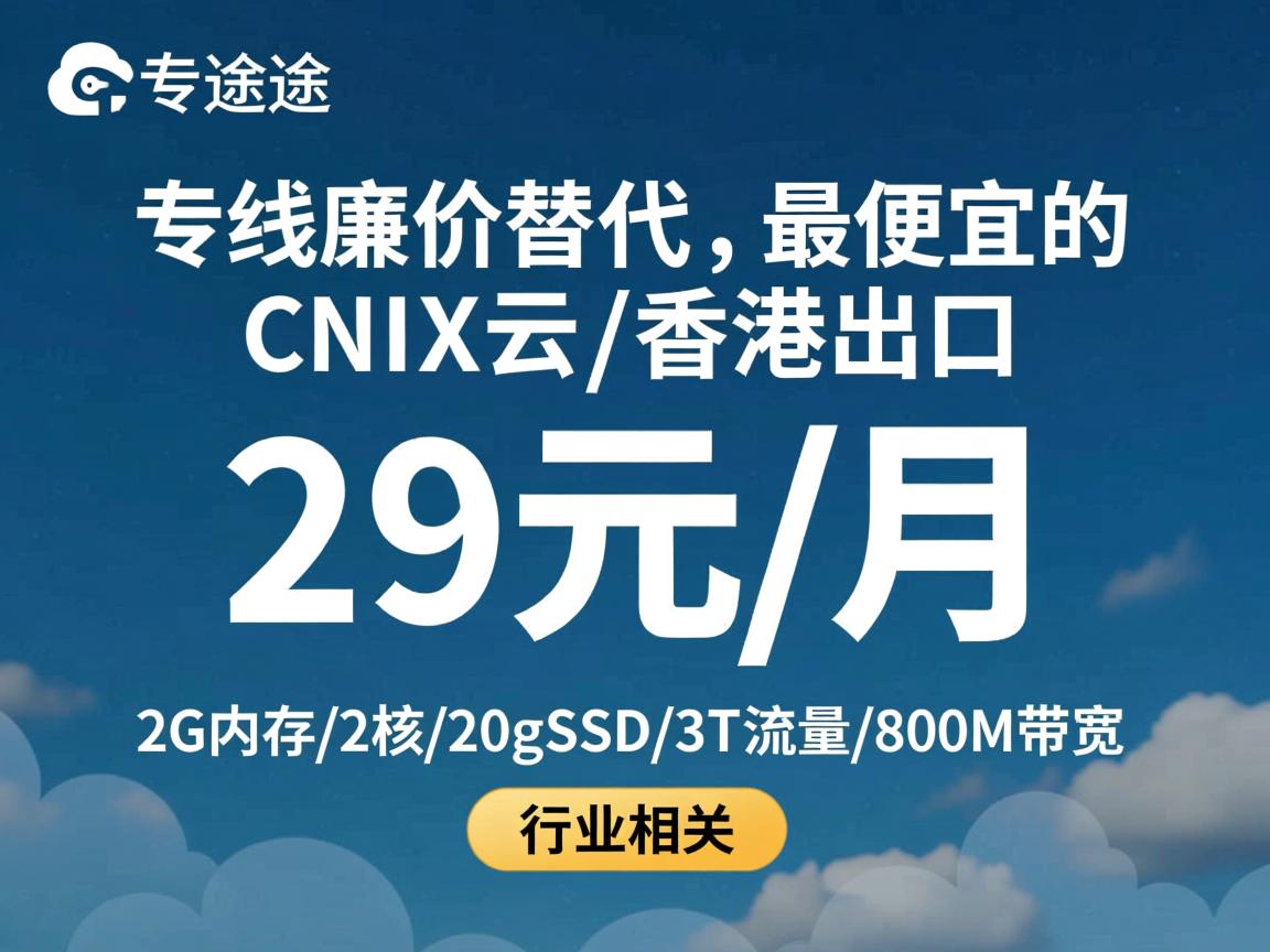 云途：专线廉价替代-最便宜的CNIX云/香港出口，29元/月，2G内存/2核/20gSSD/3T流量/800M带宽  第2张