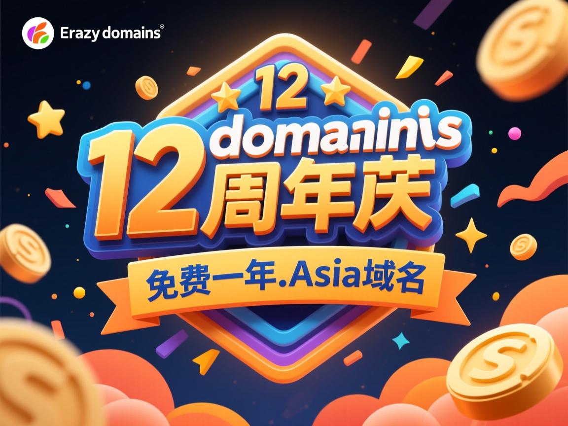crazydomains12周年庆，免费一年.asia域名  第1张
