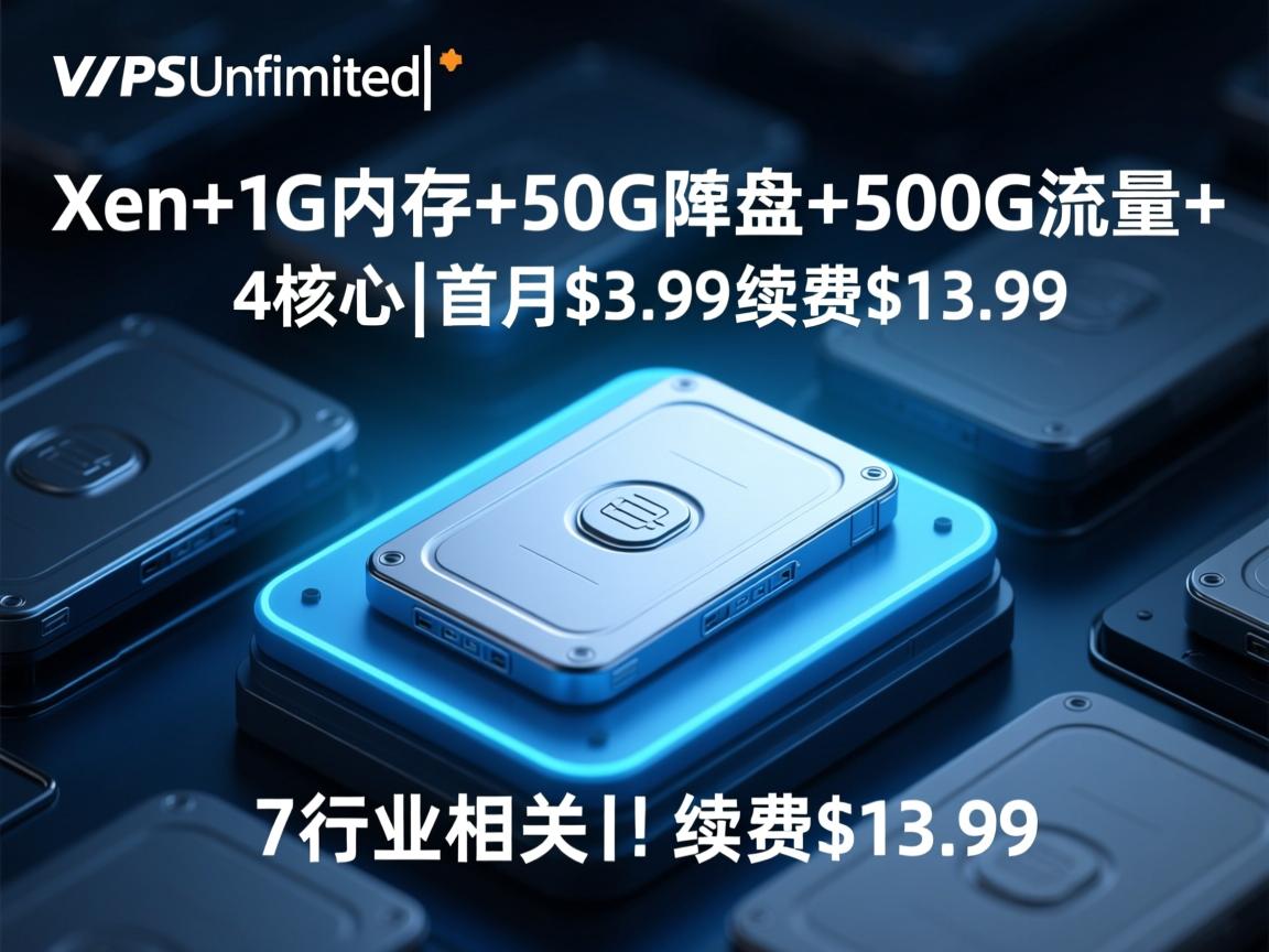 VPSUnlimited|Xen+1G内存+50G硬盘+500G流量+4核心|首月$3.99|续费$13.99