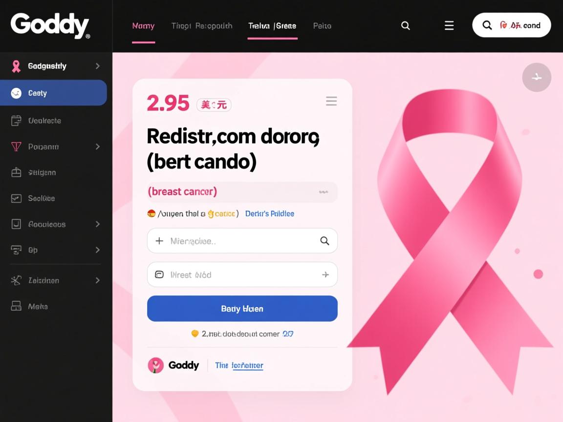 godaddy 2.95美元注册com域名优惠码（为breast cancer）  第2张
