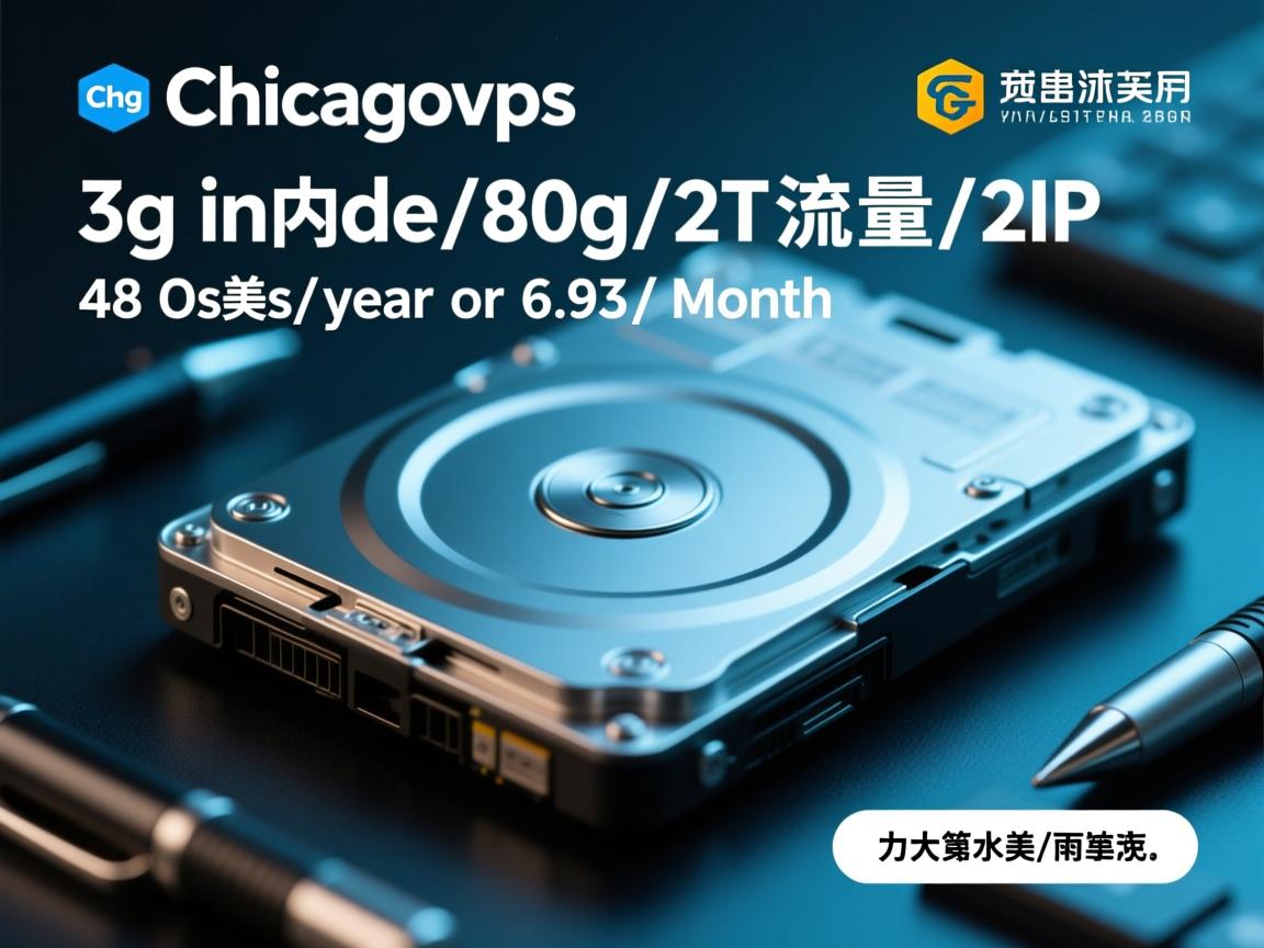 chicagovps 3g内存/80g硬盘/2T流量/2IP 48美元/年或6.93美元/月  第2张