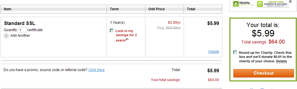 Godaddy-SSL Certificates 年付5.99美元 第1张 Godaddy-SSL Certificates 年付5.99美元 第1张