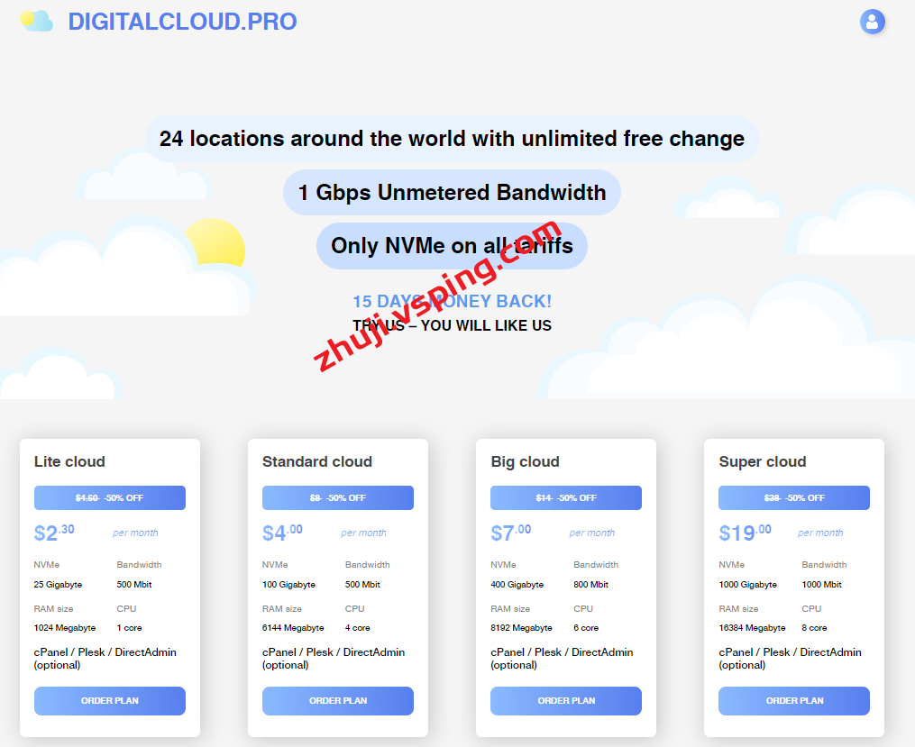 digitalcloud:全球24个机房(美国/香港/新加坡等),不限流量(1Gbps带宽),低至$2.3/月,1G内存/1核/25gNVMe 第1张 digitalcloud:全球24个机房(美国/香港/新加坡等),不限流量(1Gbps带宽),低至$2.3/月,1G内存/1核/25gNVMe 第1张