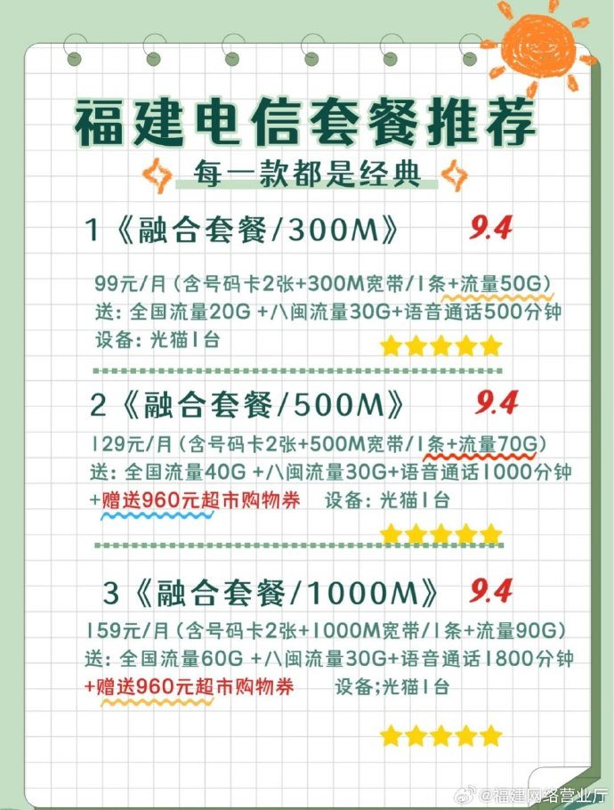 福建电信宽带套餐多少钱?福建电信宽带资费查询