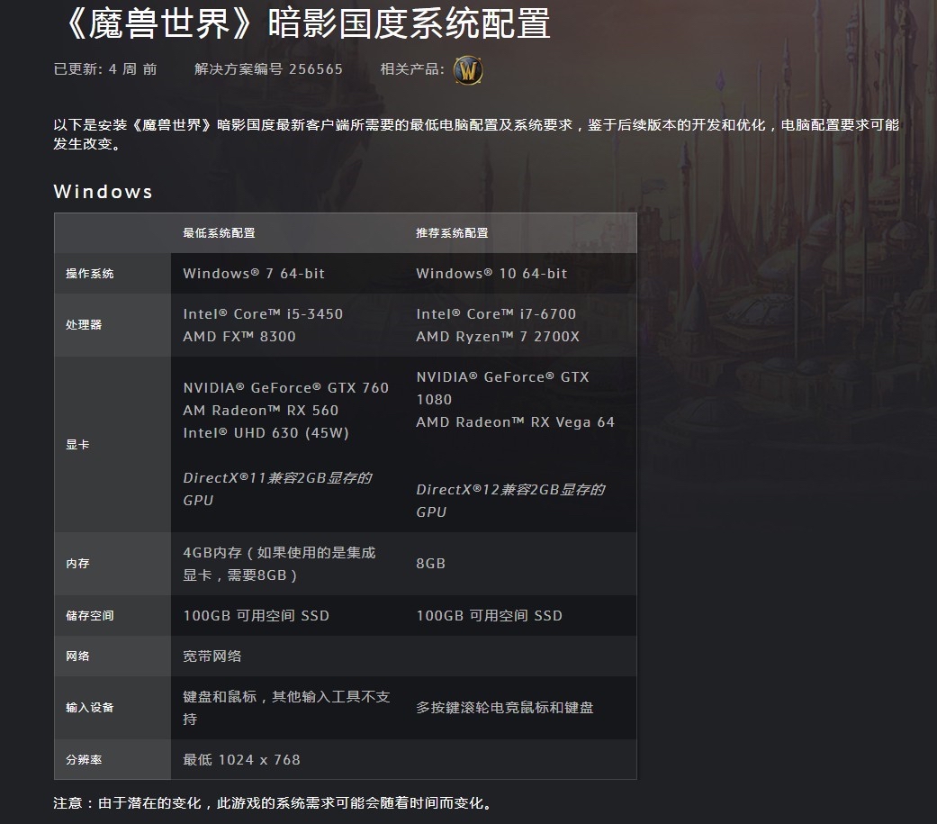 WOW官方配置要求是什么?官方参数与配置标准详解 第3张 WOW官方配置要求是什么?官方参数与配置标准详解 第3张