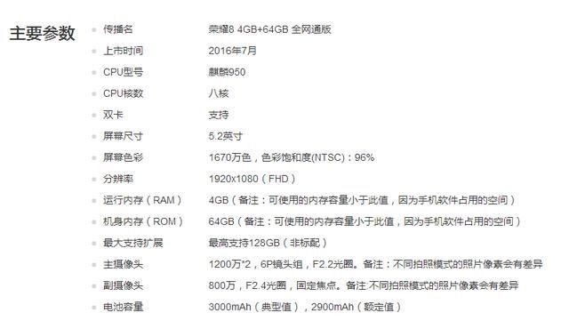 荣耀 8 的配置如何,荣耀 配置参数及性能怎么样 第3张 荣耀 8 的配置如何,荣耀 配置参数及性能怎么样 第3张