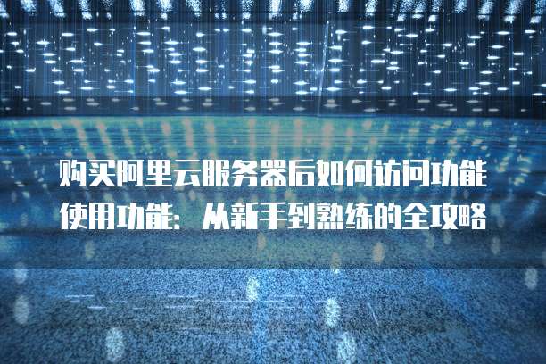 服务器买回来后怎么用？新手必看操作指南！
