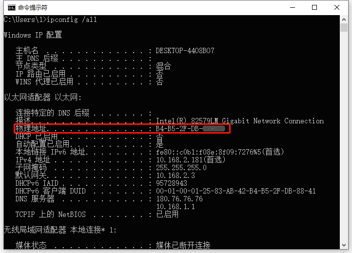 虚拟机如何查看物理地址？