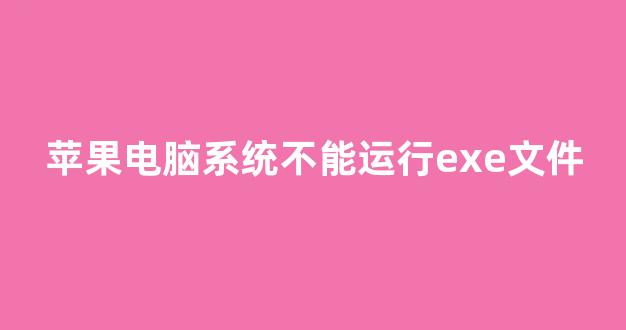 苹果电脑为什么打不开exe软件 第2张 苹果电脑为什么打不开exe软件 第2张
