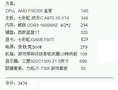 3500的电脑配置清单 第2张 3500的电脑配置清单 第2张