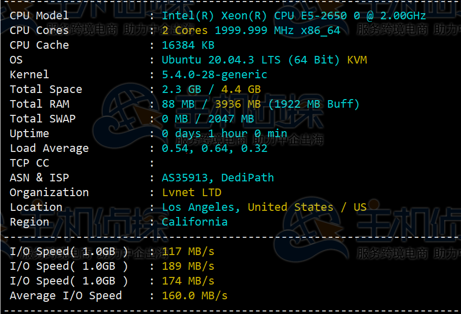hostdare洛杉矶C3机房KVM虚拟VPS测评